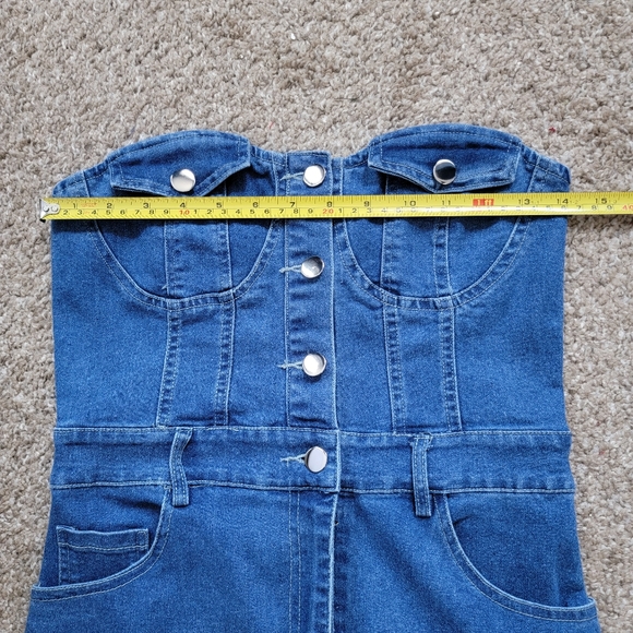 Button Front Bodycon Denim Dress Small - Picture 6 of 10